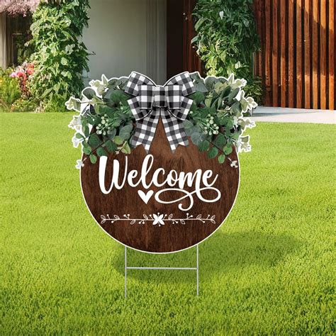 Amazon.com : Welcome Yard Sign for Farmhouse Decor 19’’ x 18’’ Large ...