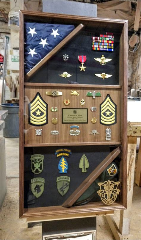 Custom Sized Walnut Shadow Box For Special Forces Retiree Box Included