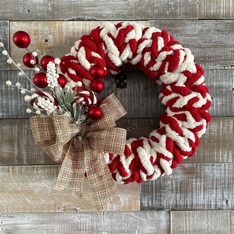 Custom Chunky Knit Wreath Chunky Wreath Chenille Wreath Home Decor Christmas Holiday Door