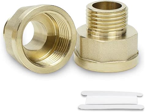 Bwintech 2 Pcs 3 4 Female To 1 2 Male BSP Thread Brass Hex Bushing