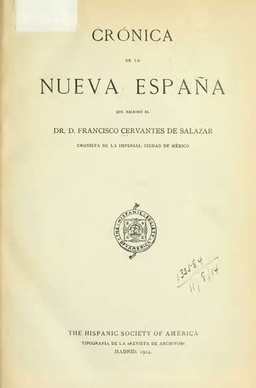 Crónica De La Nueva España Francisco Cervantes de Salazar Francisco