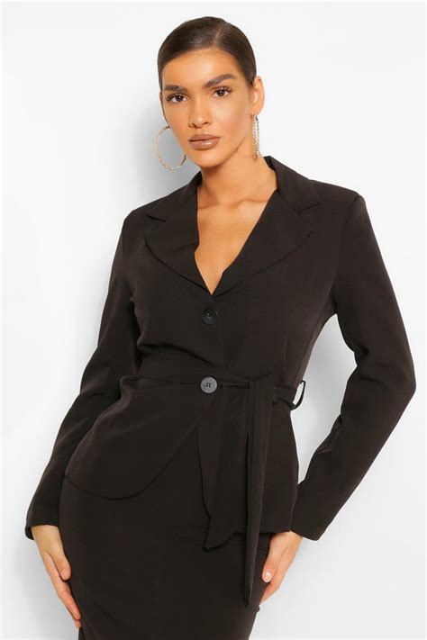 Womens Tailored Tie Waist Blazer Boohoo Uk