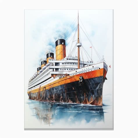 Titanic Ship Sketch Illustration 1 Canvas Print by Sailing Memories - Fy