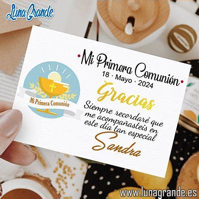 Tarjetas de agradecimiento para invitados Primera Comunión Envío