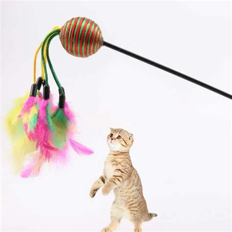 Feather Small Ball Type Teaser Rod Cat Toy Funny Cats Stick Toy 50cm