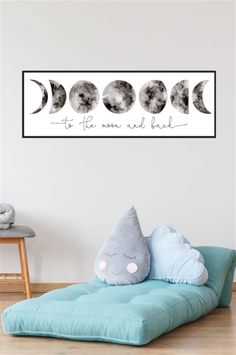 To The Moon And Back Quote Phases Of The Moon Watercolor Printable