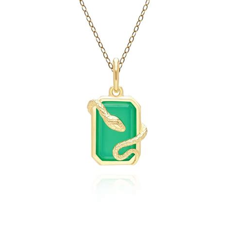 Green Chalcedony Snake Wrap Pendant In Gold Plated Sterling Silver In