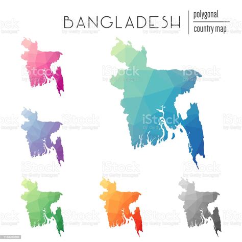 다각형 방글라데시 지도 벡터의 집합입니다 개체 그룹에 대한 스톡 벡터 아트 및 기타 이미지 개체 그룹 경계 관광 Istock