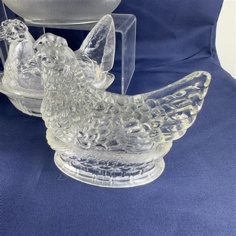 841 Lot Of Six Covered Glass Rooster Hen Dishes EstateSales Org