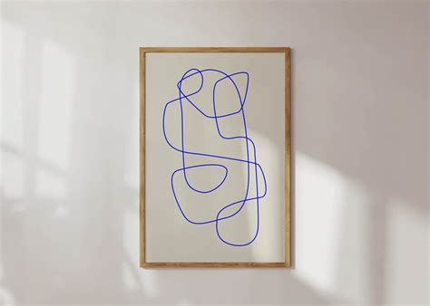 Blue Line Art Print Instant Download Minimalist Abstract Wall Art ...