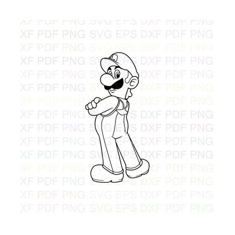 Super Mario Bros Luigi Outline Svg Dxf Eps Pdf Png Cricut Inspire