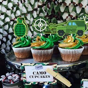 Amazon Camo Cupcake Toppers Camouflage Cake Decorations For Army