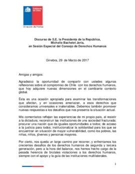 Discurso De Michelle Bachelet En Sesi N Especial Del Consejo De