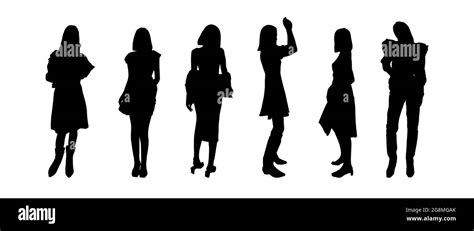 A set of black silhouettes of girls models for registration of an ...