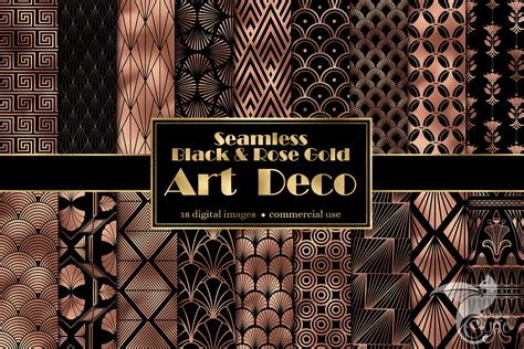 Black And Rose Gold Art Deco Digital Paper By Digital Curio Thehungryjpeg