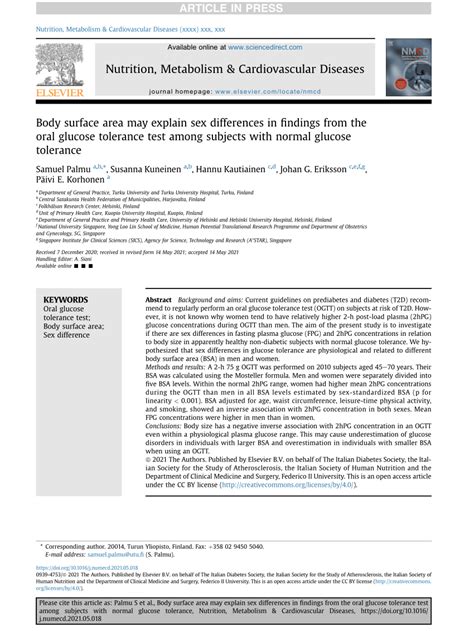 PDF Body Surface Area May Explain Sex Differences In Findings From