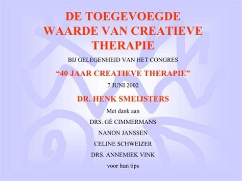 De Toegevoegde Waarde Van Creatieve Therapie Henk KenVaK