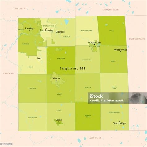 Mi Ingham County Vector Map Green Stock Illustration Download Image Now Cartography Color