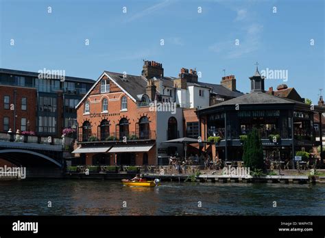 Views of Cote Restaurant in Eton and Windsor Bridge across the River ...