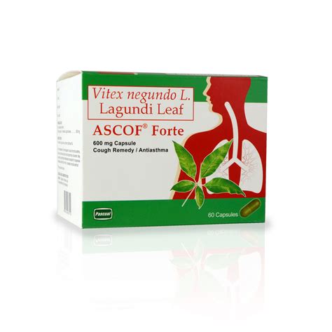 Ascof Forte Vitex Negundo L Lagundi Leaf 600mg Capsules 10 Pcspack