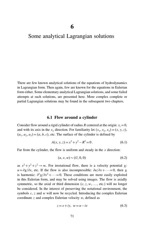 Some analytical Lagrangian solutions (Chapter 6) - Lagrangian Fluid ...