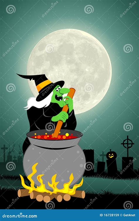 Halloween Witch Cooking Stock Illustration Illustration Of Flame