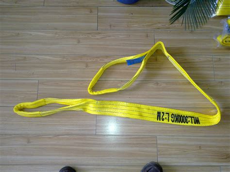 Polyester Duplex Webbing Slings Yellow 3 Ton Flat Eye Sling For Crane