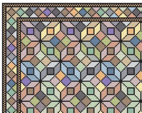 Geometric Rug Cross Stich PDF Pattern For Dolls House Miniature Carpet