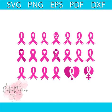 Pink Cancer Ribbon Svg Awareness Ribbon Svg Bundle Breast Inspire Uplift