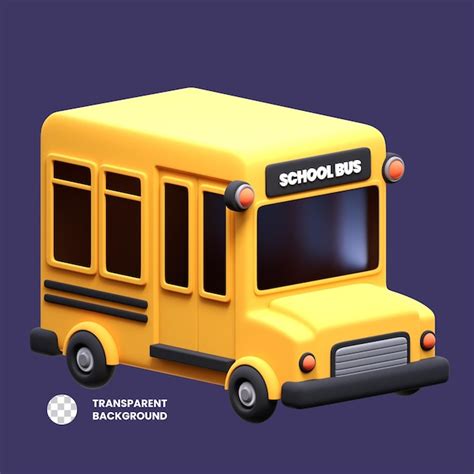 Ícone 3d ônibus Escolar Psd Premium