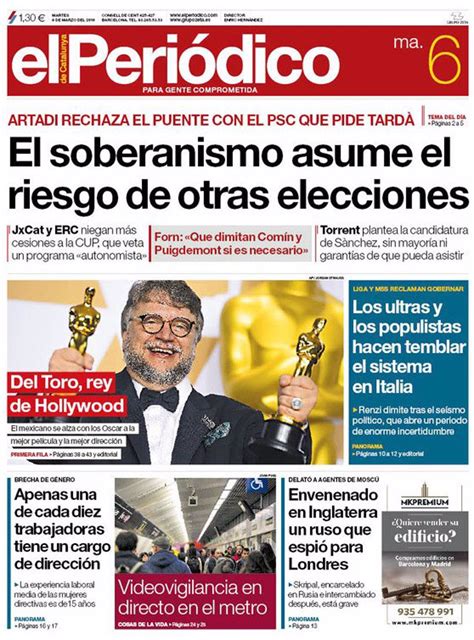 Las portadas de los periódicos de hoy martes 6 de marzo de 2018