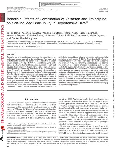 PDF Beneficial Effects Of Combination Of Valsartan And Amlodipine On