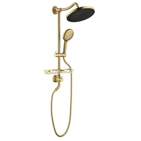 Lukvuzo In Brass Round Wall Mount Fixed And Handheld Shower Head