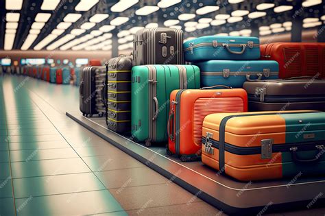 Premium Photo Suitcases Lined In Rows And Travel Bags In Airport