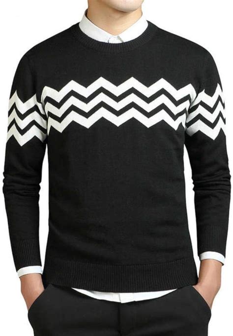 YANGPP Suéter A Rayas Hombres Casual Pullover Hombres Otoño O Cuello