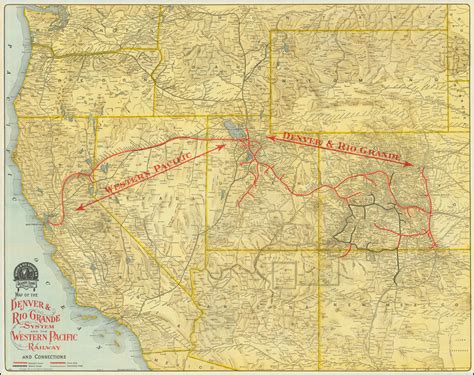 Map Of The Denver And Rio Grande System And The Western Pacific Railway And Connections 1911