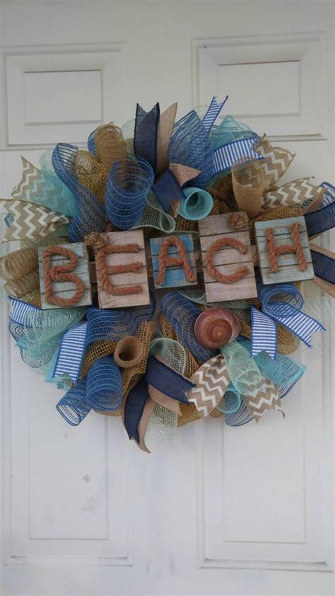 Beach Door Wreathbeach Mesh Wreathbeach By Wreathdesignsbylinda