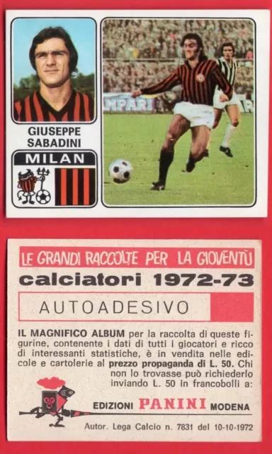 Figurina Calciatori Panini Nuova N Sabadini Milan Eur