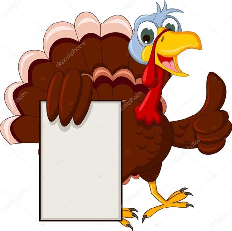 Funny Turkey Cartoon Posing With Blank Sign Stock Vector Image By