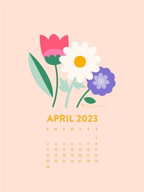 April 2023 Calendar Wallpaper - Sarah Hearts