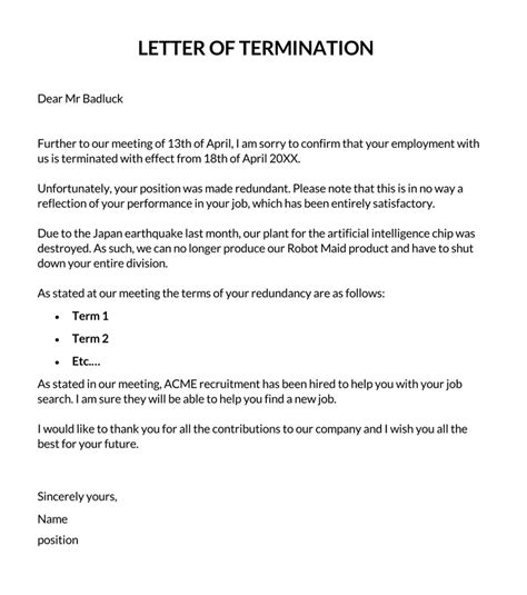 40 Free Employee Termination Letter Notice Templates