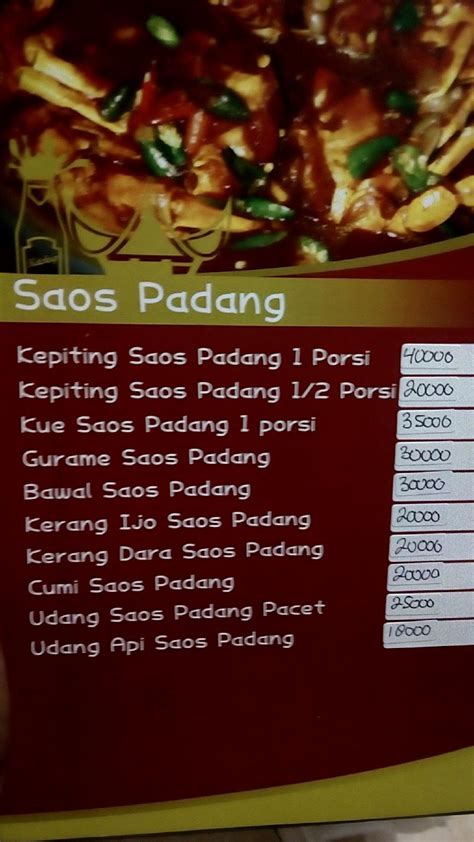 Menu At RAJA NYA SEDAP Seafood Restaurant East Jakarta