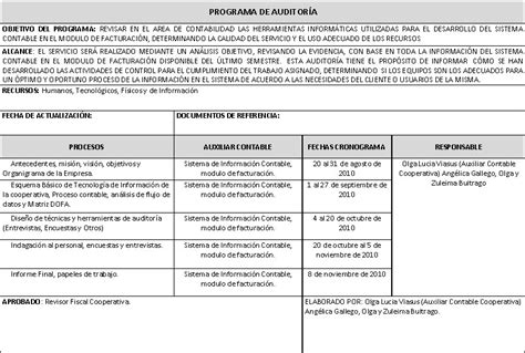 Auditoria De Sistemas Gallego Programa De Auditor A