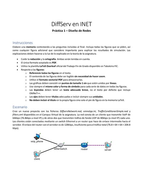 DR p1 diffserv Enunciado final de la práctica 1 de Deseño de Redes