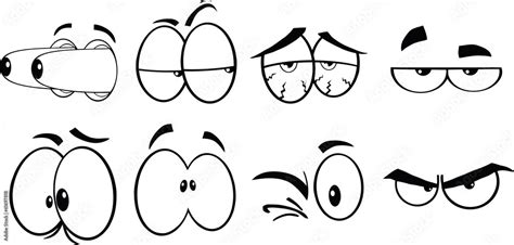 Black And White Cartoon Eyes 2 Collection Set Stock Vector | Adobe Stock