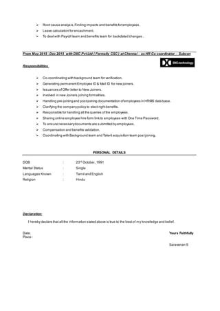 Saravanan Resume Till Pdf