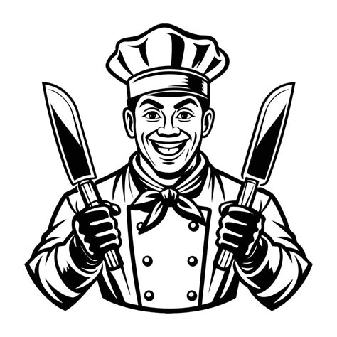 Chef holding two knives 50104296 Vector Art at Vecteezy