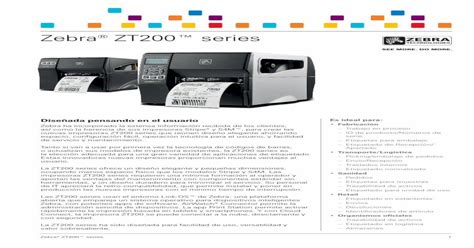 Zebra Zt200™ Series · Aportan Las Ventajas Del Mantenimiento Con