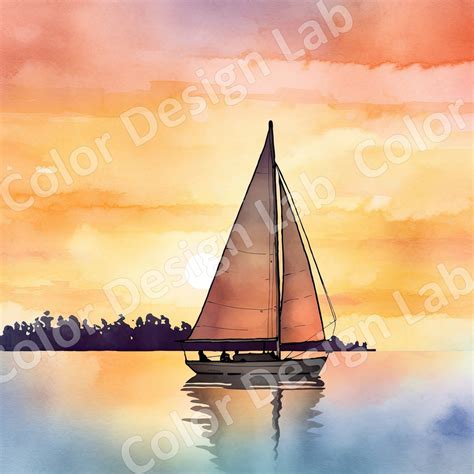 Sailboat Sunset Silhouette Clipart, 8 Piece Art Bundle, High Resolution ...