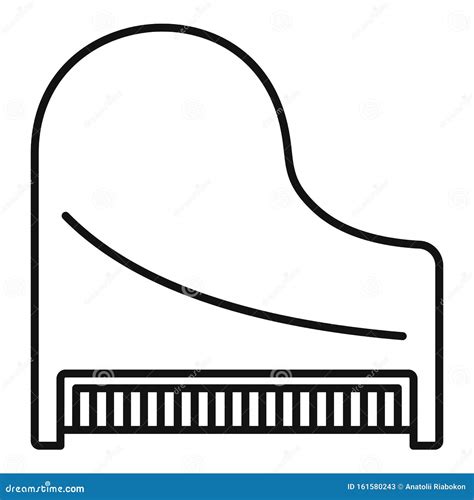 Top View Classic Grand Piano Icon Outline Style Stock Vector